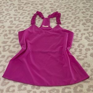 Newbury Kustom Magenta Ruffle Strap Tank